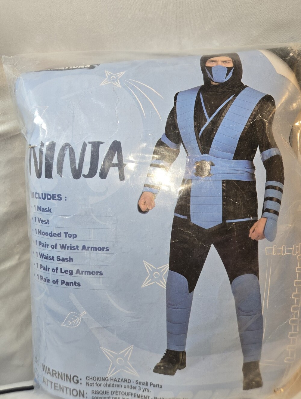 Spirit Men’s Black and Light Blue Ninja Yukata Costume